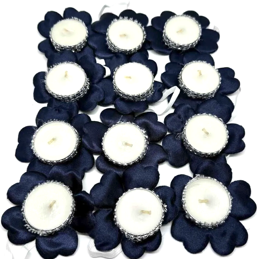 Luxe Henna Handkaarsen set van 12 – Satijn met Steentjes - Rood, Bordeaux, Groen & Blauw