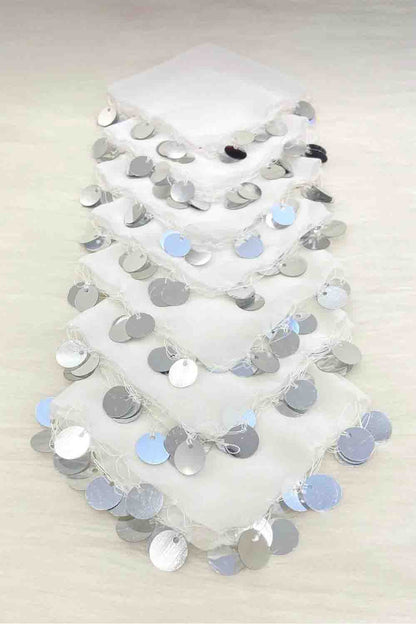 Set van 10 Traditionele Dansdoekjes - Halay Mendili met Goudkleurige Muntjes - diverse kleuren