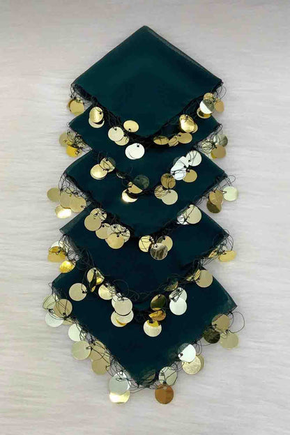 Set van 10 Traditionele Dansdoekjes - Halay Mendili met Goudkleurige Muntjes - diverse kleuren
