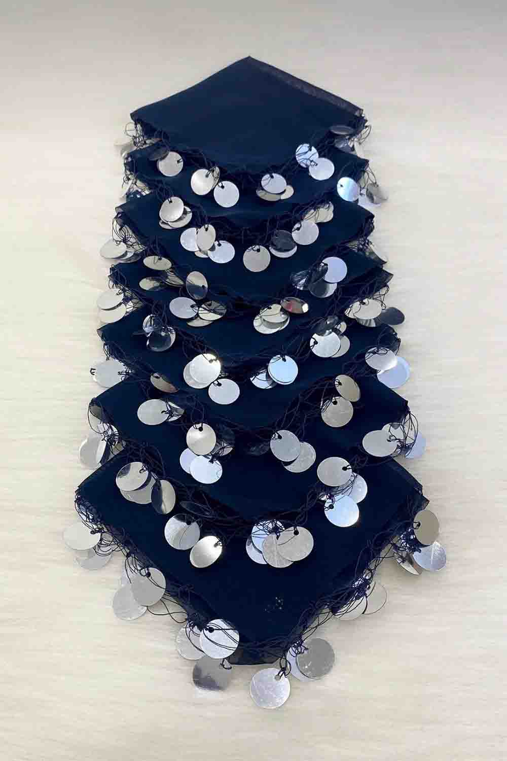 Set van 10 Traditionele Dansdoekjes - Halay Mendili met Goudkleurige Muntjes - diverse kleuren