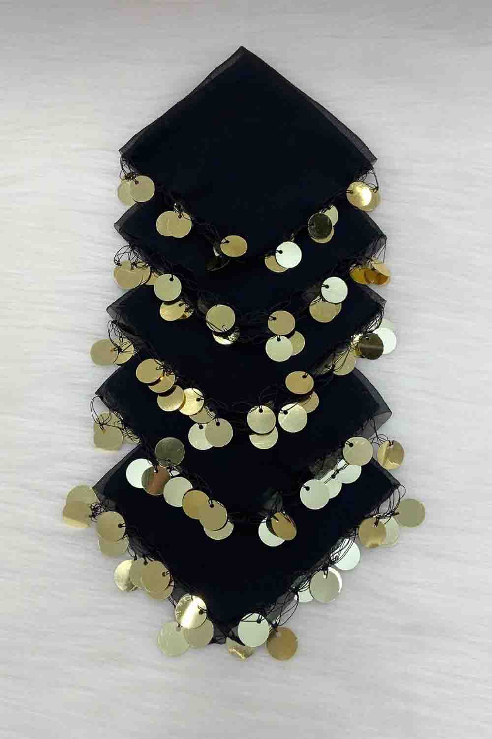 Set van 10 Traditionele Dansdoekjes - Halay Mendili met Goudkleurige Muntjes - diverse kleuren