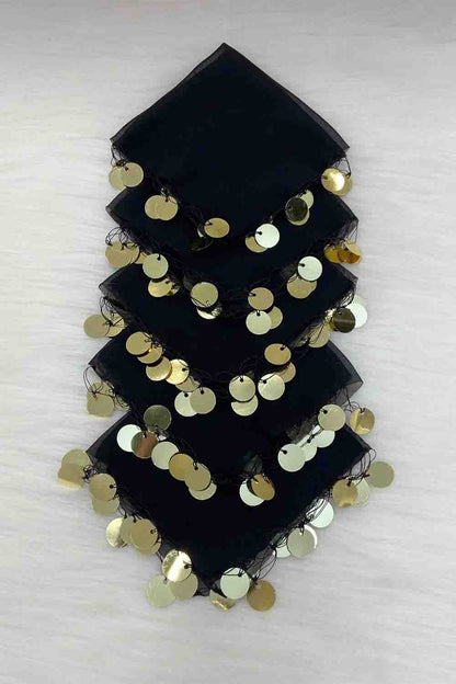 Set van 10 Traditionele Dansdoekjes - Halay Mendili met Goudkleurige Muntjes - diverse kleuren