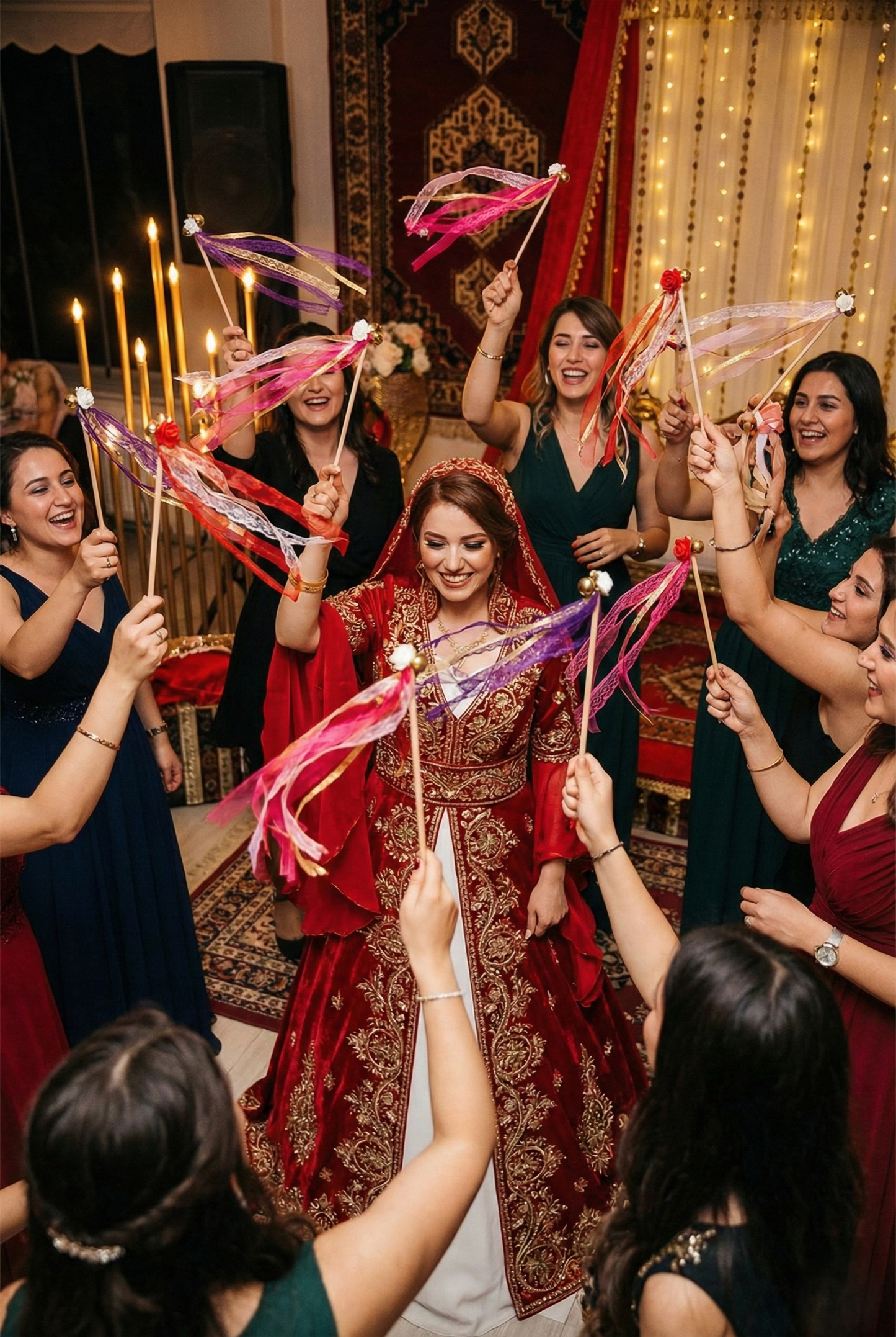 Kleurrijke Kına Zili (Henna Staf) – Dansstokjes met Linten & Belletjes