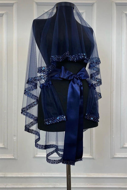 3 Delige Duvak Set – Sluier, Riem & Handschoenen - Rood, Bordeaux, Blauw, Groen, Wit