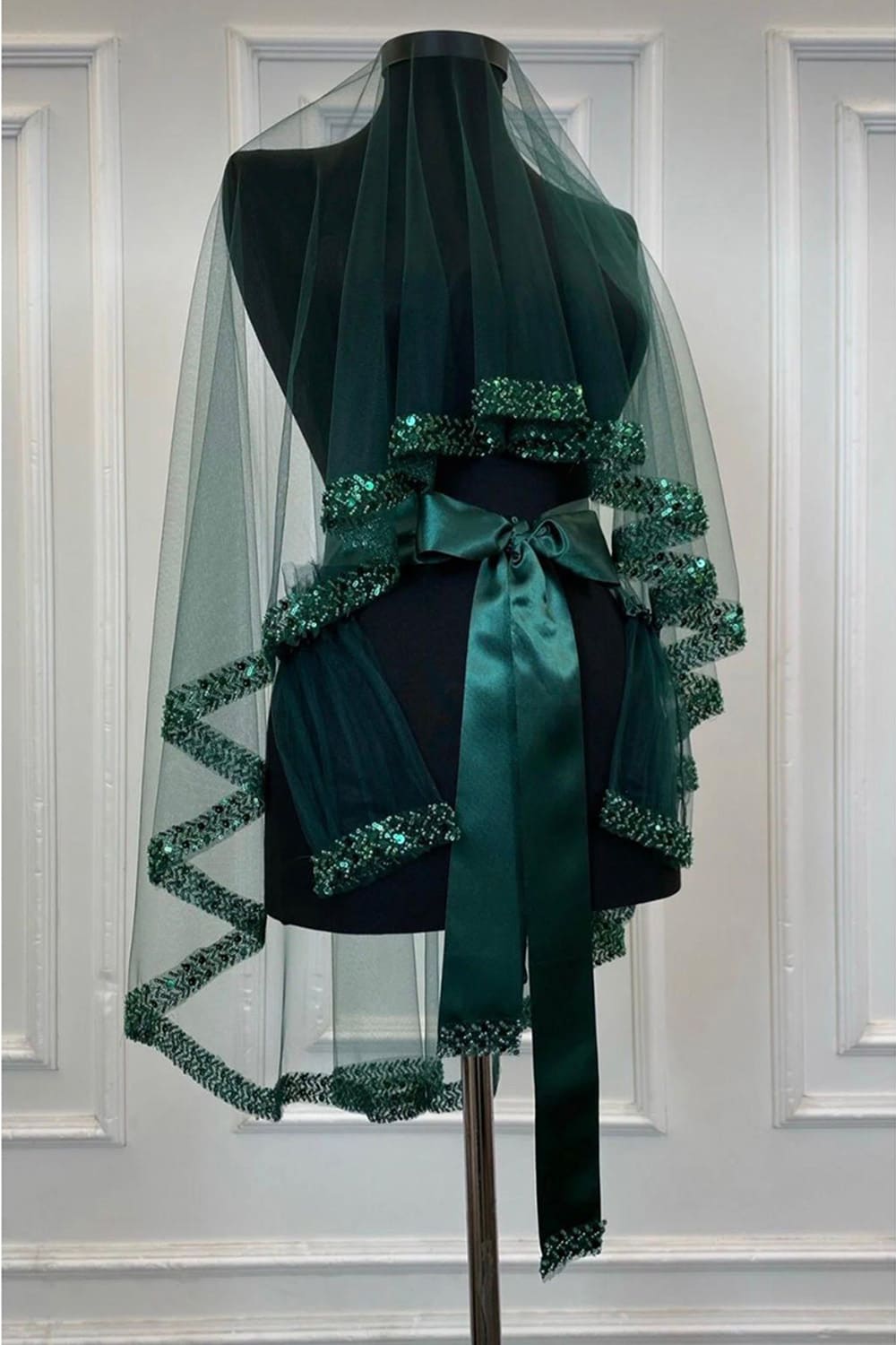 3 Delige Duvak Set – Sluier, Riem & Handschoenen - Rood, Bordeaux, Blauw, Groen, Wit