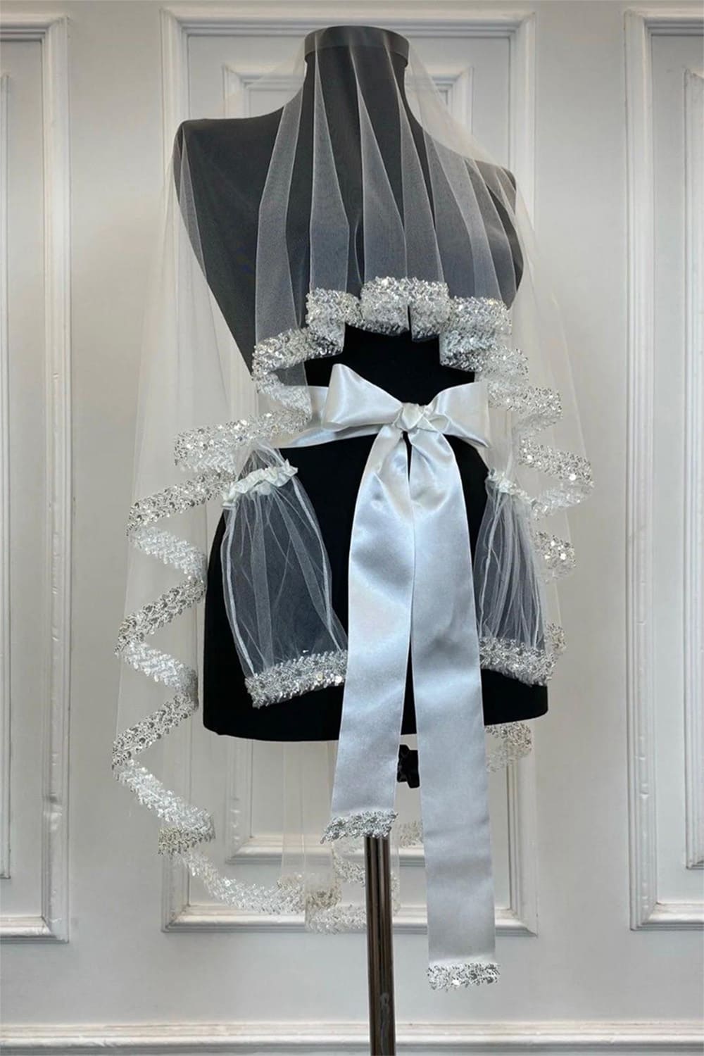 3 Delige Duvak Set – Sluier, Riem & Handschoenen - Rood, Bordeaux, Blauw, Groen, Wit