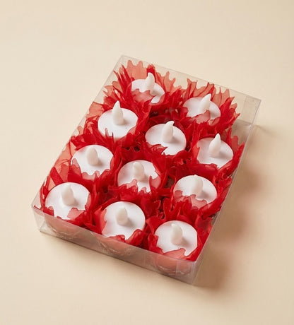 Set van 12 stuks veilige LED Theelichtjes – Sfeervolle Kaarsjes op Batterij voor Henna